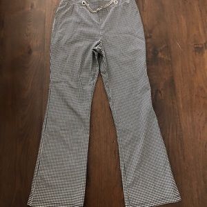 stretchy elastic black and white checkered pants